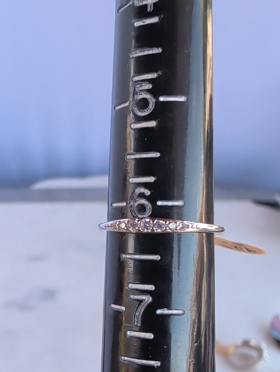 925 Sterling Silver Jewelry - Delicate Sterling Silver CZ Stackable Bar Ring - Size 6 1/4
